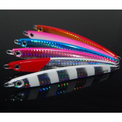 Deep sea Fishing Night glow Metal Jigbait Slow Jig Jigging Lure Spoon Bass Hook Spinner baits 60g 80g Free shipping