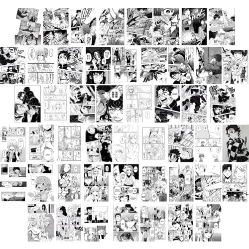 50Pcs Japanese Manga Famous Comic for Wall Collage Kit Chic Prints Room Decor for ACG Culture Wall Art Postcard for Bedroom Prop
