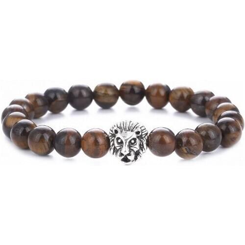 8mm leopard copper jgh4 yellow Tigereye Onyx Yoga elastic thread adjusted bead Stone Bracelet men women Bangles