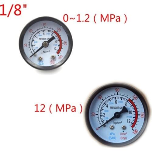 9mm/10mm 1/8" BSP Thread 0-180 PSI 0-12 Manometer Double Scale For Air Compressor Iron Bar Air Pressure Gauge