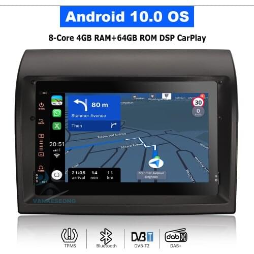 7" 8-Core 64GB Android 10.0 GPS Navi Car Radio Stereo Autoradio for FIAT DUCATO 2007-2015 With Bluetooth Wifi CarPlay USB