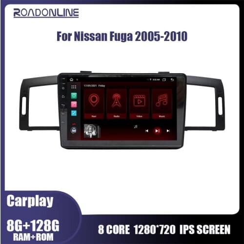 Roadonline Stereos For NISSAN FUGA 2005-2010 Android 10 AI Voice 8 Core Gps WiFi 4G Radio Car Multimedia Player With Screen