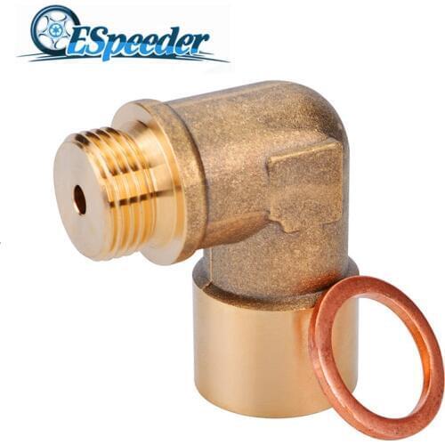 ESPEEDER M18x1.5 90 Degree O2 Lambda Sensor Oxygen Sensor Extender Spacer For Decat Hydrogen Brass