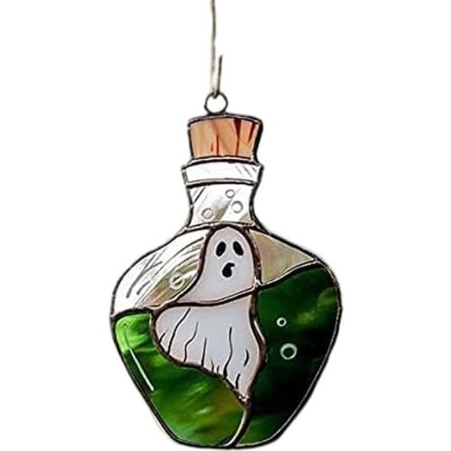 Halloween Ghost Stained Acrylic Bottle Shaped Window Hangings Pendant Decoration Home Wall Hanging Wind Chimes