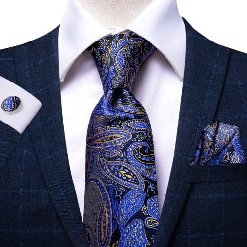 Hi-Tie Ties for Men Paisley Mens Tie Navy Floral Luxury Silk NeckTie Neckwear Formal Dresses Gifts For Men Wedding Business
