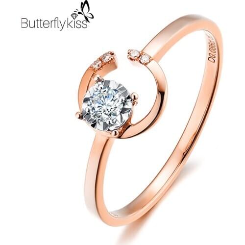 BK 18k Genuine Gold 585 Rings For Women VS D Color Moissanite 1.8g Asymmetric Design Wedding Engagement Lady Jewelry Lettering