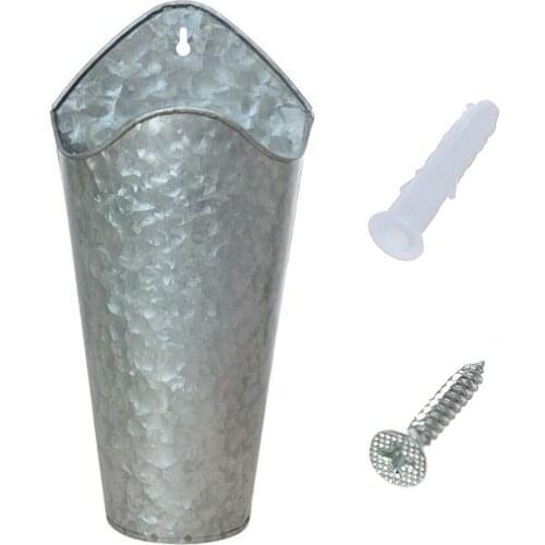 Flower Basket Metal Pot Home Decor Vase Hanging Wall Planter Wrought Iron Retro Frame Indoor Bucket Decoration Flowerpot