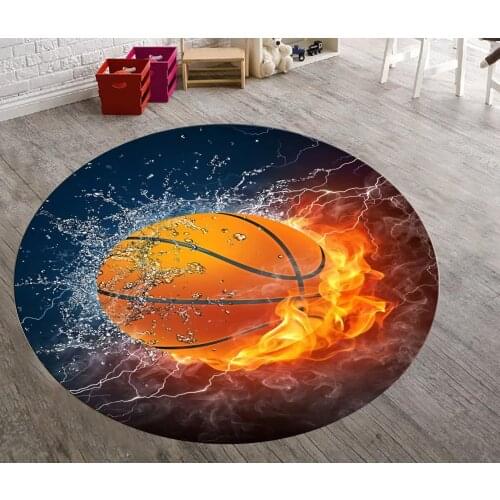 Basketball World 2 Patterned Round Carpet, Non Slip Floor Carpet, Area Rug, Game Carpet