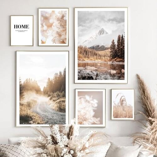 Forest Lake Mountain Plant Reed Grass Fog Wall Art Canvas Painting Nordic Posters And Prints Wall Pictures For Living Room Decor
