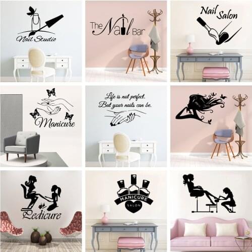 Nail Beauty Salon Wall Sticker for Home Store Decoration Hair Nail Beauty Salon Wall Art Decal Vinyl waterproof Stickers