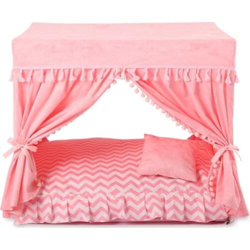 Kawaii Square Pet House Removable Princess Dog Tent Square Cat and Dog Mat Pet House Dog Cages Kennels Palace Sedan Pet Nest