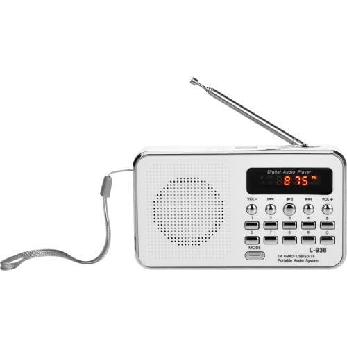 L-938 Mini FM Radio Digital Portable 3W Stereo Speaker MP3 Audio Player w/ 1.5 Inch Display Screen Support USB Drive AUX TF Card