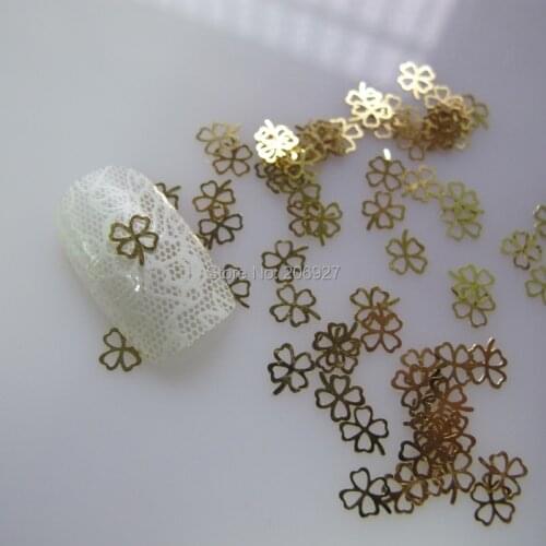 MS162 100pcs Gold Cute Leaf Deco Nail Art Metal Sticker Nail Art Decoration Non-adhesive Sticker