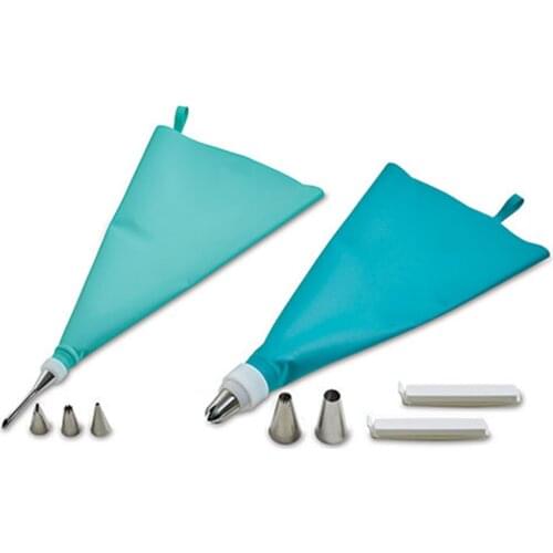 Cake Decorating Supplies Kit with 7 Icing Tips, 2 FDA Silicone Pastry Bags Reusable Piping Bags Baking Supplies Frosting Tools S