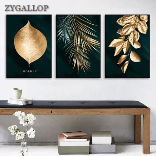 Abstract Golden Plant Leaves Pictures Wall Poster Nordic Style Canvas Print Painting Aisle Living Room Unique Decoration Prints