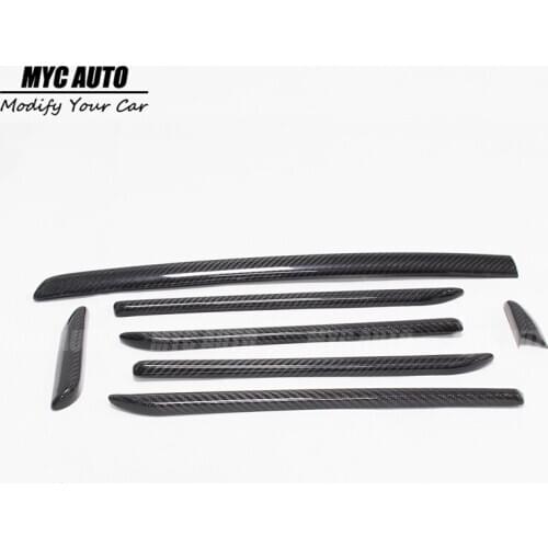 For Audi A3 S3 RS3 Carbon Fiber Car Interior Moldings Console Door Panel Strips Cover Trim 7 Pcs 2014 2015 2016 2017 2018