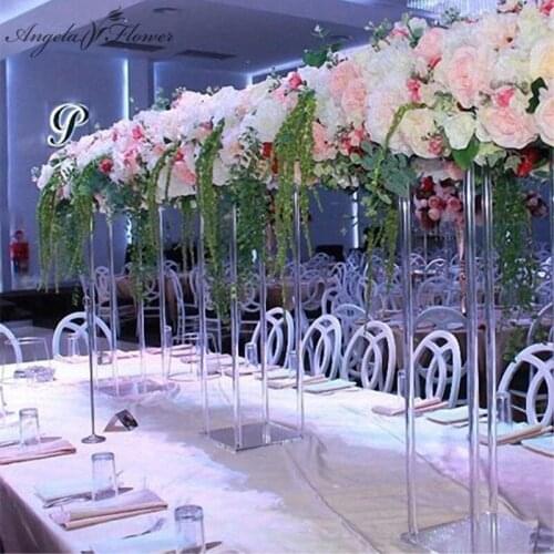 60/80/100cm Quartet Acrylic Crystal Road Lead Frame Artificial Flower Stand Party Event Wedding Decor Arrangement Flower Rack