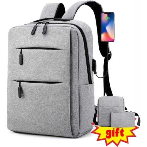Hot Men Backpack Bag USB Rucksack Male 15.6 inch Laptop Casual Travel Waterproof Travel Daypacks Three-piece School Bag Mochila