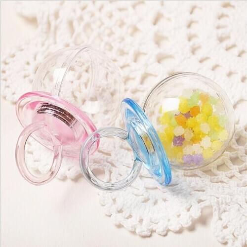 12Pcs Pacifier Shape Clear Plastic Ball for Wedding Sugar Container Candy Box For Baby Shower Party Decoration