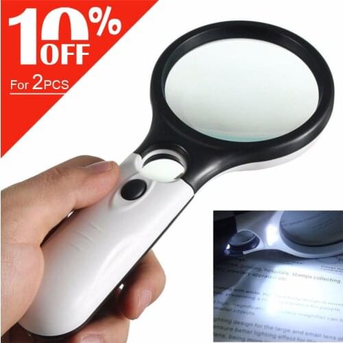 Handheld 3X 45X Illuminated Magnifier Microscope Magnifying Glass Aid Reading for Seniors loupe Jewelry Repair Tool With 3 LED