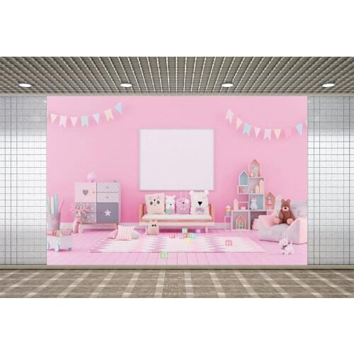 Scopiso Pink Birthday Photocall Interior Doll Pillow Photography Backdrop Personalized Photographic Backgrounds For Photo Studio
