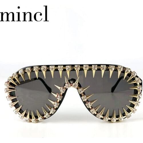 Vintage Diamond Bling Rivets Sunglasses High Quality Luxury Brand Designer Shades Women Mens Rhinestones Pilot Sunglasses NX