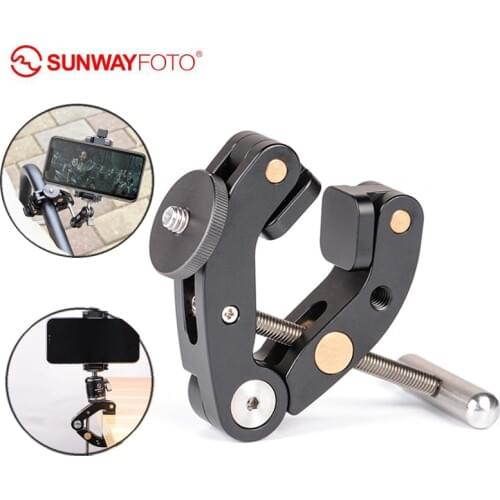 Sunwayfoto PF-01 Titan Clamp PF01 1/4" Mounting Screw Adjustable Knob with Magic Arm Ballhead Tripod Stand Adapter Mount