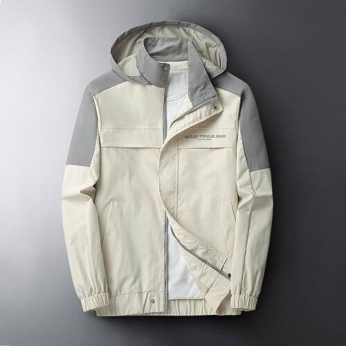 Trendy Patchwork Hooded Coats Men 2021 Spring Korean Outdoors Casual Male Streetwear Hip Hop Windbreakers College Jacket Boy