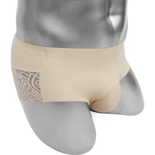 Floral Lace Sissy Mens Briefs Underwear Softy Bulge Penis Pouch Panties Low Rise Sexy Lingerie Erotic Costume Male Underpants