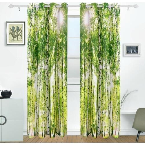 Birch Tree Curtains Drapes Panels Darkening Blackout Grommet Room Divider for Patio Window Sliding Glass Door 55x84 Inches