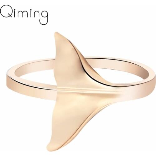 1pcs Handmade Mermaid Fish Tail Ring Animals Boho Fashion Ring Women Girls Wedding Jewelry Lovers Birthday Party Gift