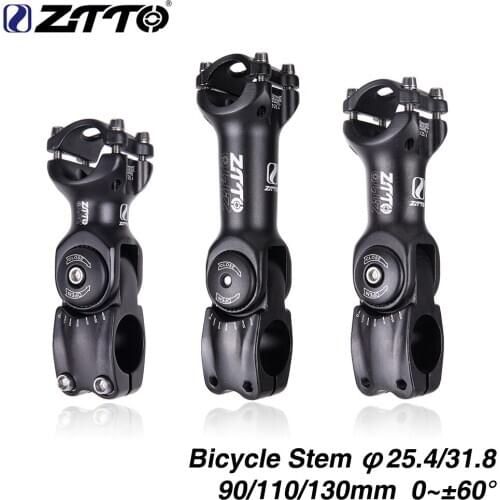 ZTTO Bicycle Stem MTB Road City Bike Heighten Adjustable Stem 31.8mm 25.4mm 60 Riser 90 110 130mm Fiting For XC Bicycle Parts