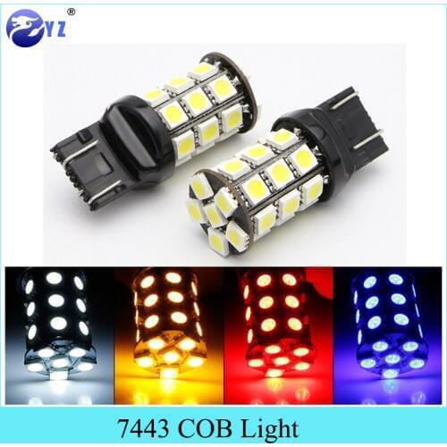 1Pair 7443 7440 WY21W W21 T20 27SMD 5050 LED 360 Lighting Car Turn Singal Brake Backup Parking Stop lights White Yellow Red