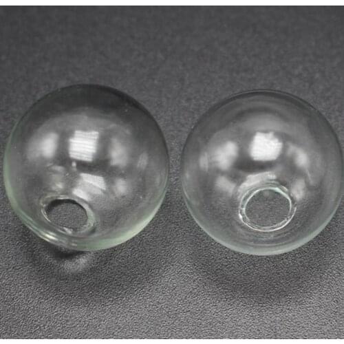 20 Clear Mini Lightbulb Globe Glass Bottle Vial With Hole 16mm For Ring Earring Pendants
