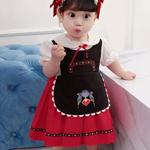 2020 Baby Girl Spanish lolita style Summer Red Princess Dress for Girls Beer Festival birthday Party dress