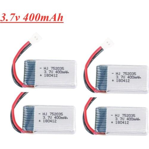Lipo Battery for X4 H107 H31 KY101 E33C E33 U816A V252 H6C RC Quadcopter Drone Spare Part 752035 3.7v 400mAh Lipo Battery