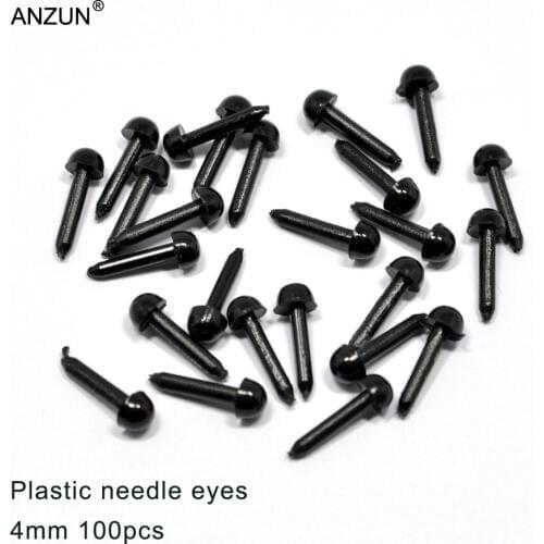 4mm 100pcs/lot Plastic Safty Needle Eyes Needle Felting for Teddy Bears Dolls Animals Black Eyes Dolls Accessories