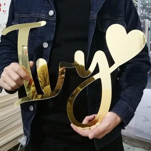 Pesonalized Acrylic Mirror Gold Wall Name Sign Custom Baby Name Sign Wedding Birthday Party Baby Shower Shop Sign Decor Backdrop