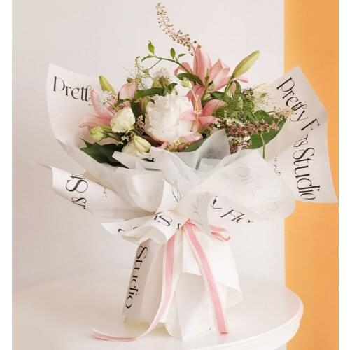 White English Print Bouquet Wrapping Paper Valentines Day Floral Gift Wrapping Paper Florist Supplies Wedding Decoration
