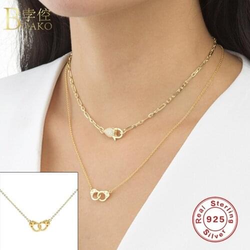 BOAKO Crystal CZ Pendant 925 Sterling Silver Necklaces For Women 2021 Jewelry Chain Choker Necklace Collares Bijoux Collars Gift