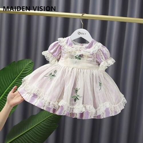 Infant Summer floral Spanish Court Vintage Ball Gown Lolita Princess Lace Dress for 1st birthday Party Casual Baby girl outfit