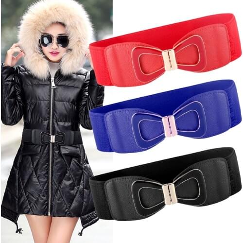 KWD Designer Belts High Quality Women Fashion 2018 Ladies Knitted Elastic Bow Vintage Waist Belt Dress Female Winter Cummerbunds