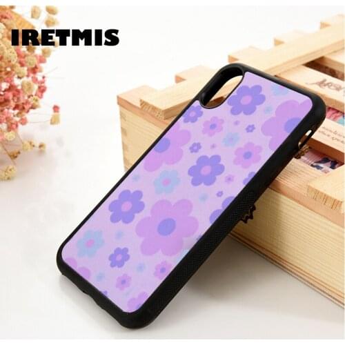 Iretmis 5 5S SE 2020 6 6S Rubber Phone Case Cover for iPhone 7 8 Plus X Xs 11 12 MINI Pro Max XR Flowery Flower Power Purple