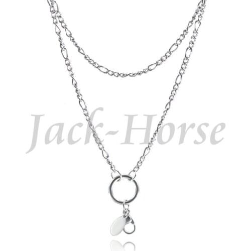 Jackhorse 32 inches Stainless steel floating locket necklace tag pendant necklace
