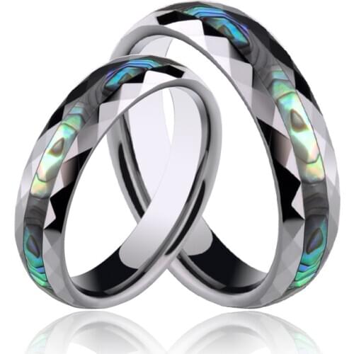 Tungsten Carbide Wedding Rings Inlay Natural Shells for Men Women Dome Band, Free Shipping, Customized