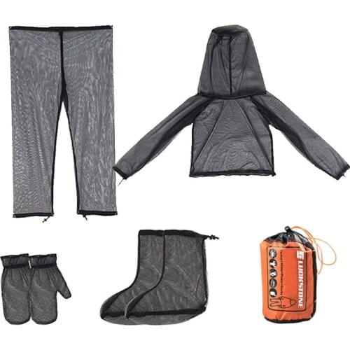 Outdoor Fishing Adventure Anti-mosquito Suit Mesh Hooded Insect-proof Clothing Set Camping Hiking Mosquito-proof Gloves