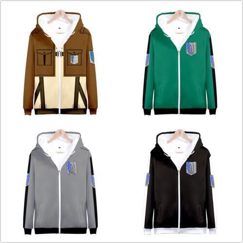 Attack on Titan Shingeki no Kyojin long sleeve jacket men women Anime Cosplay Costumes 3d coats Survey Corps Logo hoodie 4XL