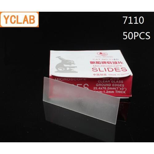 YCLAB 50PCS 7110 Microscope Slides Clear Glass Ground Edges Medical Laboratory Equipment