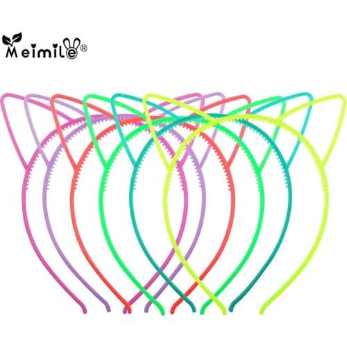 Meimile fasion cat ears headband hair accessories glow in dark cartoon animal hair hoop for party fluorescence colors headwear