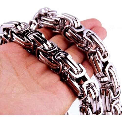 8/12/15MM Mens/Womens Stainless Steel Necklace Link Chain Heavy Byzantine Chain Fashion Necklace Jewelry 7inch-40inch